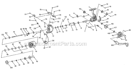 Page A Diagram and Parts List for 2130  Shakespeare Spinning Reels