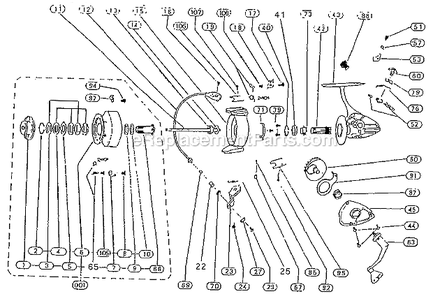 Page A Diagram and Parts List for 2499  Shakespeare Baitcast Reels