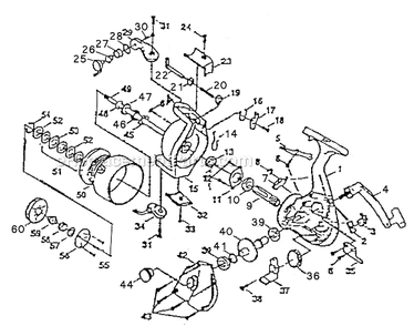 Page A Diagram and Parts List for 2555  Shakespeare Spincast Reels