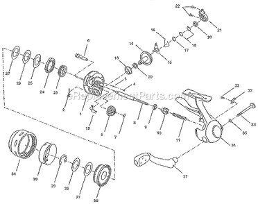 Part Location Diagram of 1145486 Shakespeare Handle Assembly