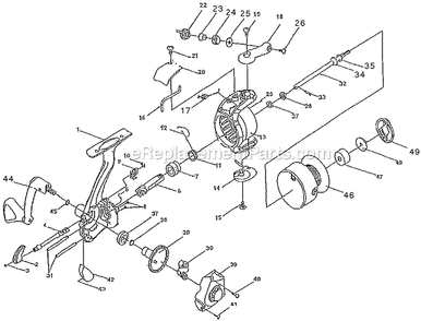 Page A Diagram and Parts List for PA350  Shakespeare Spinning Reels