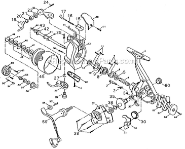 Page A Diagram and Parts List for 4540  Shakespeare Baitcast Reels
