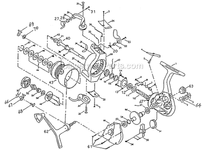 Page A Diagram and Parts List for 2440  Shakespeare Spinning Reels