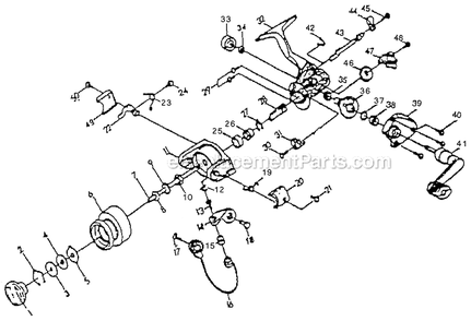 Page A Diagram and Parts List for 3225  Shakespeare Baitcast Reels
