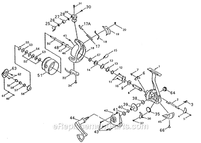 Page A Diagram and Parts List for USP150  Shakespeare Spincast Reels