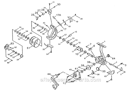 Page A Diagram and Parts List for CSA150  Shakespeare Spinning Reels
