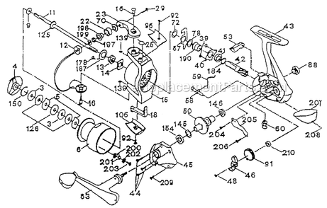 Page A Diagram and Parts List for 3840  Shakespeare Spinning Reels