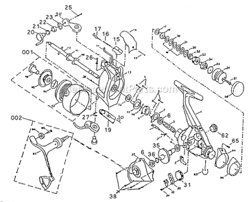 Page A Diagram and Parts List for 4535R  Shakespeare Baitcast Reels