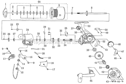 Page A Diagram and Parts List for ENC280  Shakespeare Spinning Reels