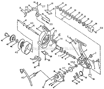 Page A Diagram and Parts List for PR225R  Shakespeare Spinning Reels