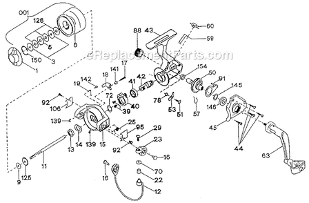 Page A Diagram and Parts List for 250ATM  Shakespeare Spinning Reels