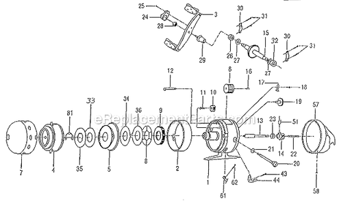 Page A Diagram and Parts List for 2002TI  Shakespeare Spincast Reels