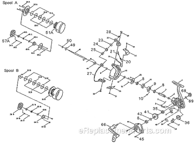 Page A Diagram and Parts List for 5530  Shakespeare Spinning Reels