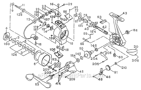Page A Diagram and Parts List for 3825  Shakespeare Spinning Reels