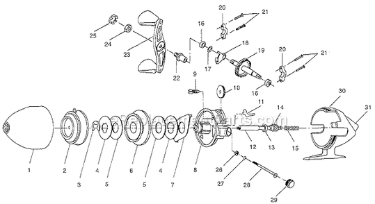Page A Diagram and Parts List for 65  Shakespeare Spincast Reels