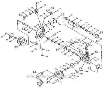 Page A Diagram and Parts List for 60R  Shakespeare Spincast Reels