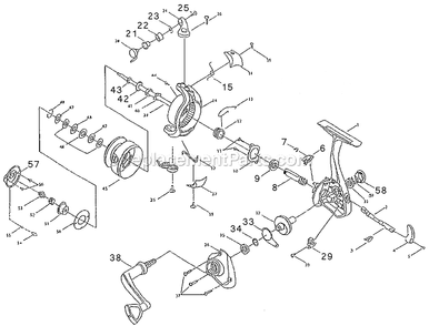 Page A Diagram and Parts List for SI225UL  Shakespeare Spincast Reels