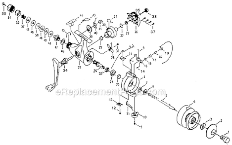 Page A Diagram and Parts List for 2135RG  Shakespeare Spinning Reels