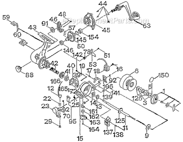 Page A Diagram and Parts List for 840  Shakespeare Baitcast Reels