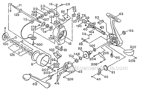 Page A Diagram and Parts List for 3835  Shakespeare Spinning Reels