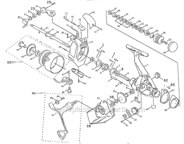 Page A Diagram and Parts List for 4535SB  Shakespeare Baitcast Reels