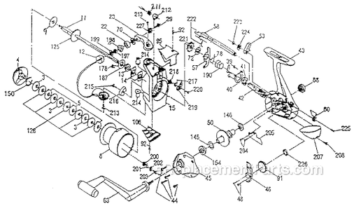 Page A Diagram and Parts List for 3860K  Shakespeare Spinning Reels