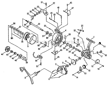 Page A Diagram and Parts List for 3025K  Shakespeare Spinning Reels