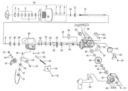 Page A Diagram and Parts List for A160 Old Shakespeare Spinning Reels