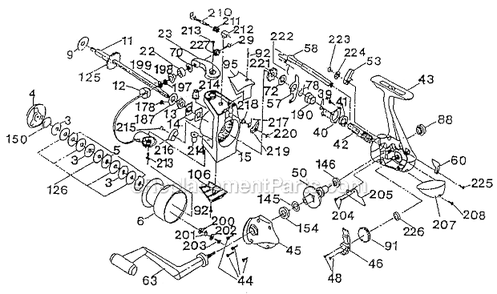 Page A Diagram and Parts List for 3880  Shakespeare Spinning Reels