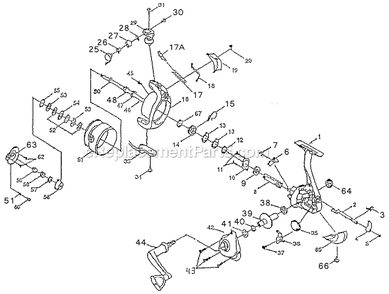 Page A Diagram and Parts List for SP50  Shakespeare Spincast Reels