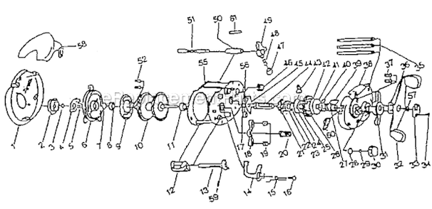Page A Diagram and Parts List for SRB-1  Shakespeare Baitcast Reels