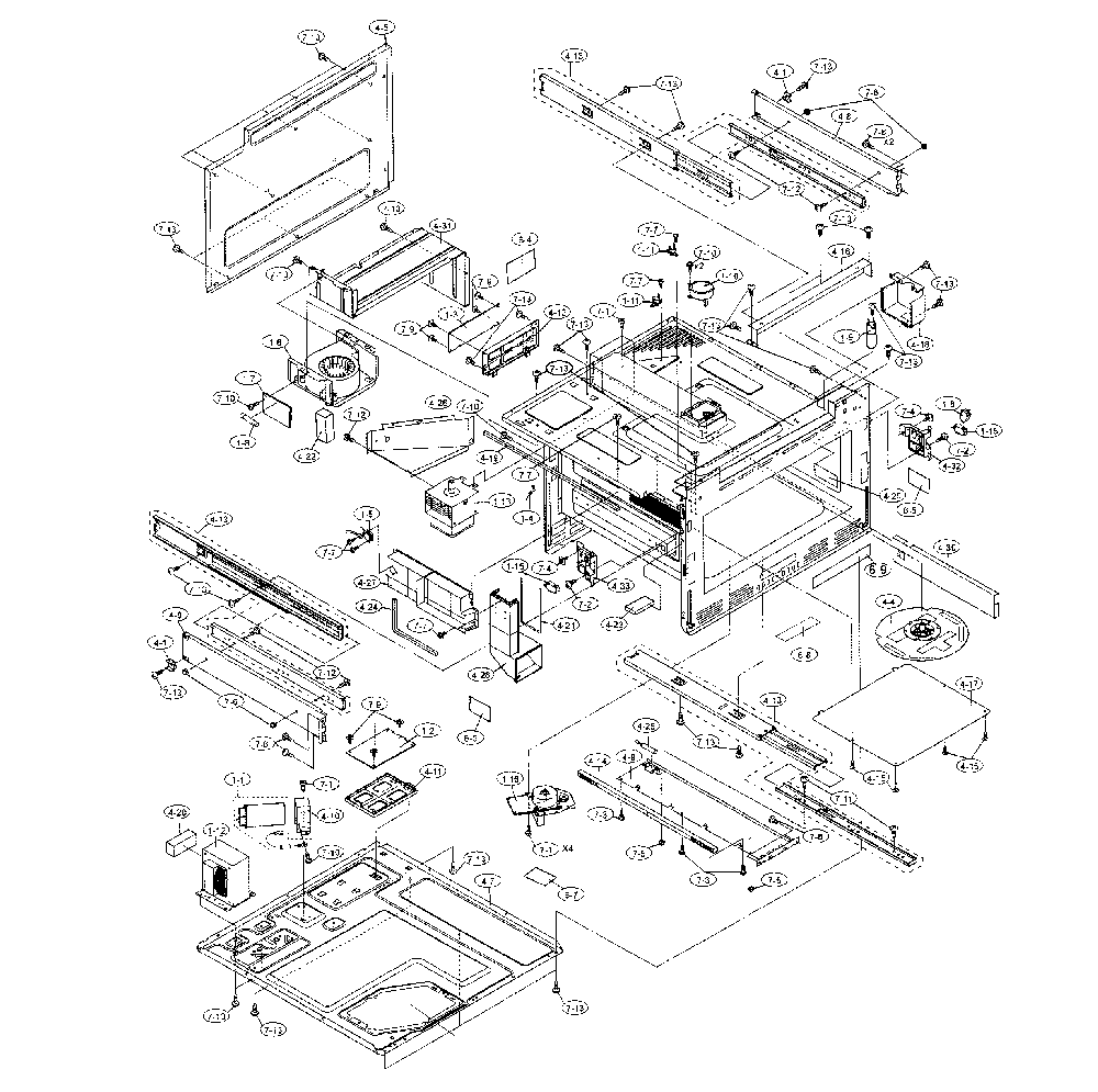 Cavity Diagram and Parts List for SMD2470AS  Sharp Microwave