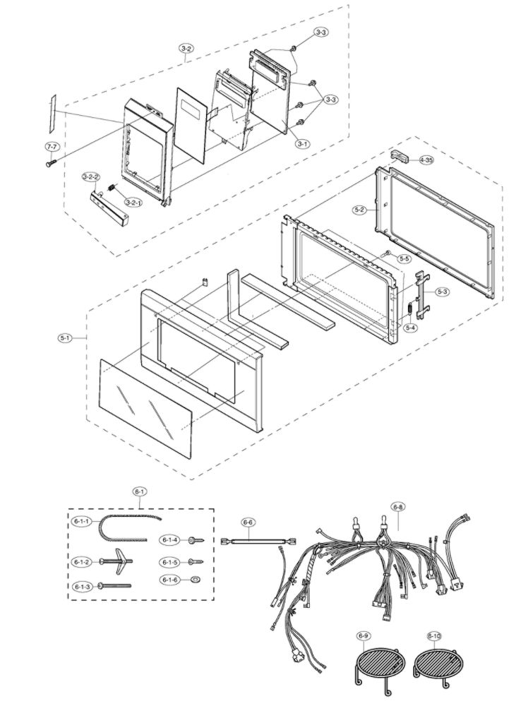 Door Diagram and Parts List for R-1874-T  Sharp Microwave