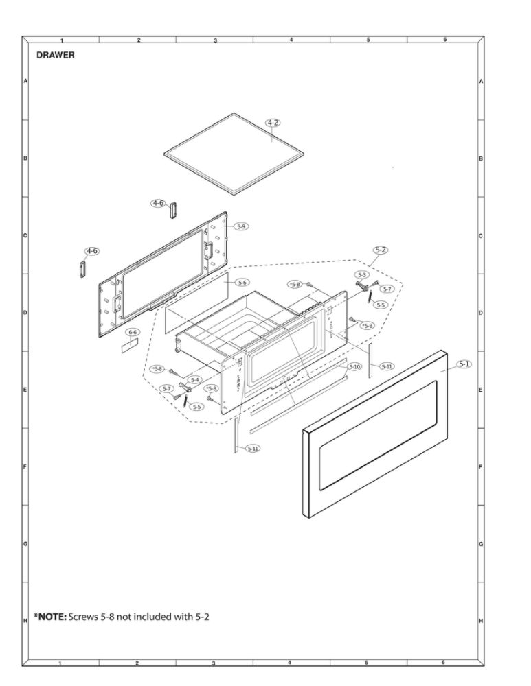 Drawer Diagram and Parts List for SMD2470ASYD  Sharp Microwave