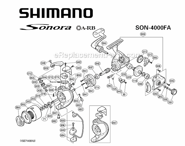 Page A Diagram and Parts List for SON4000FA  Shimano Spinning Reels