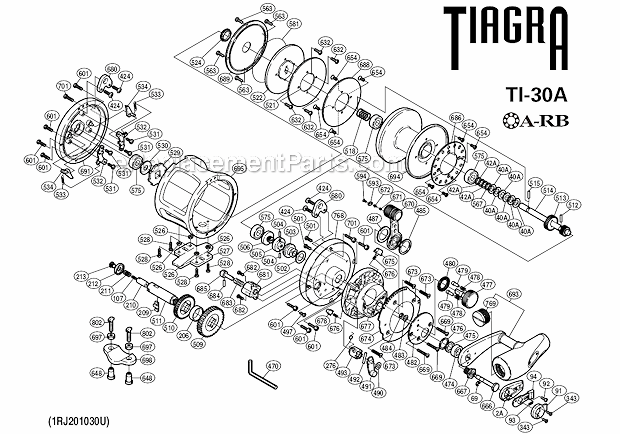 Page A Diagram and Parts List for TI-30A  Shimano Conventional Reels