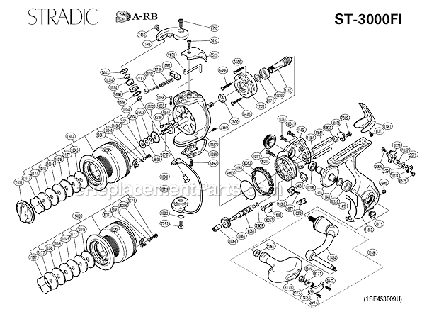 Page A Diagram and Parts List for ST-3000FI  Shimano Spinning Reels
