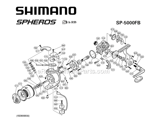 Page A Diagram and Parts List for SP5000FB  Shimano Spinning Reels
