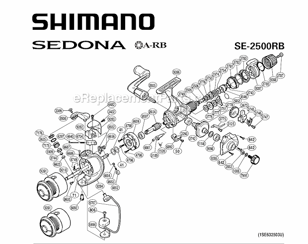 Page A Diagram and Parts List for SE2500RB  Shimano Spinning Reels