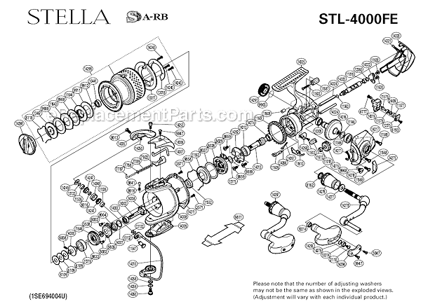 Page A Diagram and Parts List for STL-4000FE  Shimano Spinning Reels