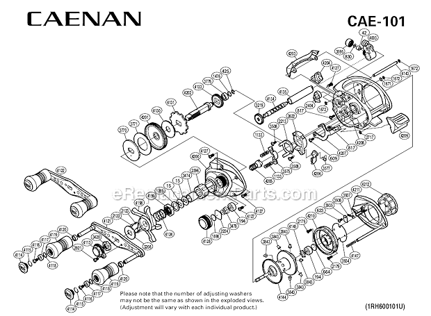 Page A Diagram and Parts List for CAE-101  Shimano Baitcast Reels