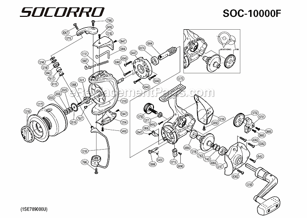 Page A Diagram and Parts List for SOC-10000F  Shimano Spinning Reels