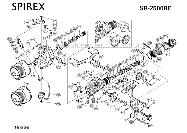 Page A Diagram and Parts List for SR-2500RE  Shimano Spinning Reels