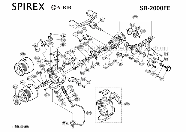Page A Diagram and Parts List for SR-2000FE  Shimano Spinning Reels
