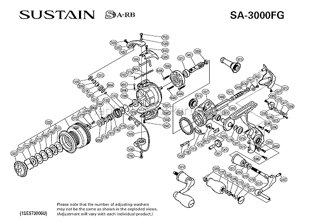 Page A Diagram and Parts List for SA-3000FG  Shimano Spinning Reels