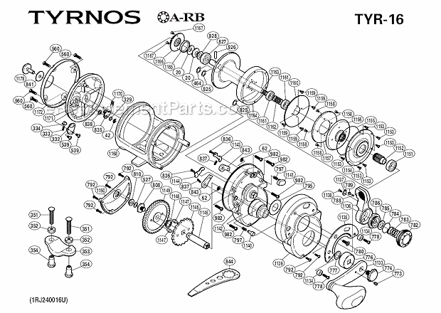 Page A Diagram and Parts List for TYR-16  Shimano Conventional Reels