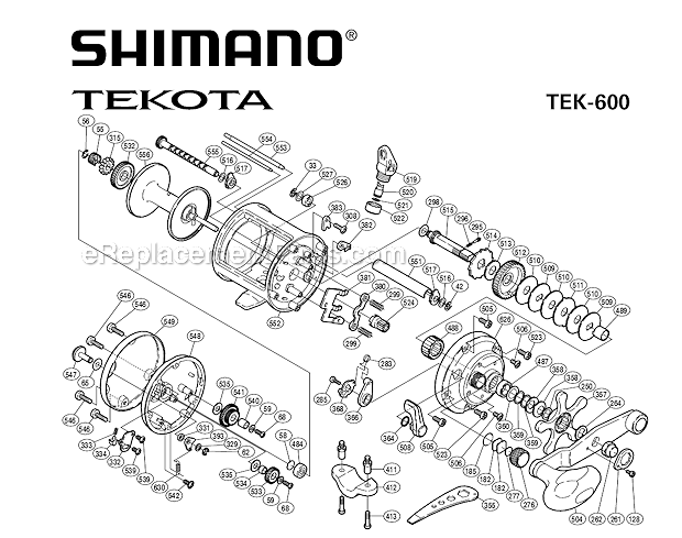 Page A Diagram and Parts List for TEK600  Shimano Conventional Reels