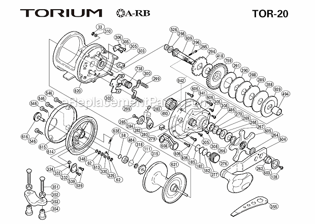 Page A Diagram and Parts List for TOR-20  Shimano Conventional Reels