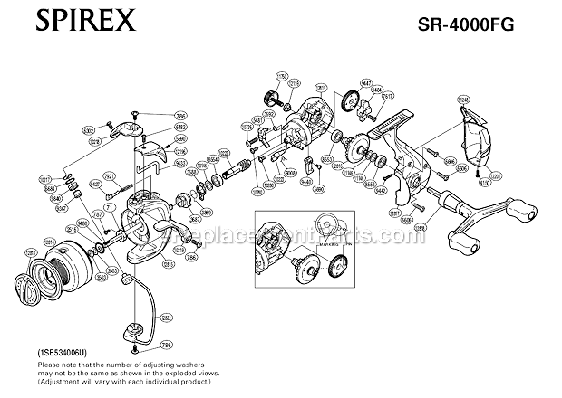Page A Diagram and Parts List for SR-4000FG  Shimano Spinning Reels
