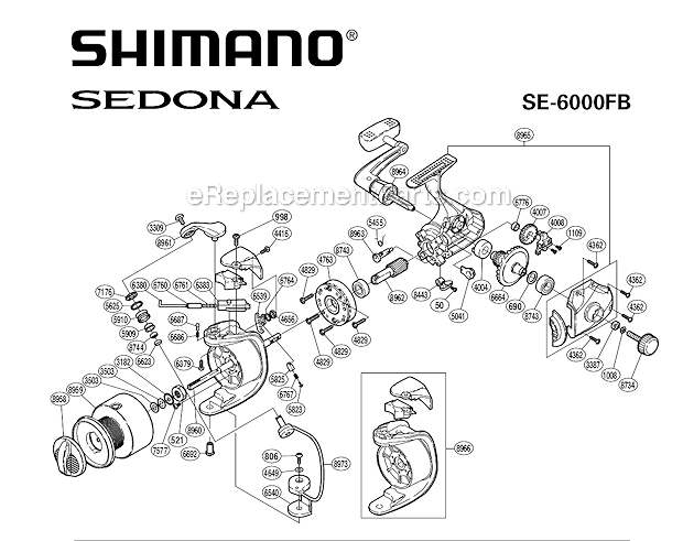 Page A Diagram and Parts List for SE6000FB  Shimano Spinning Reels